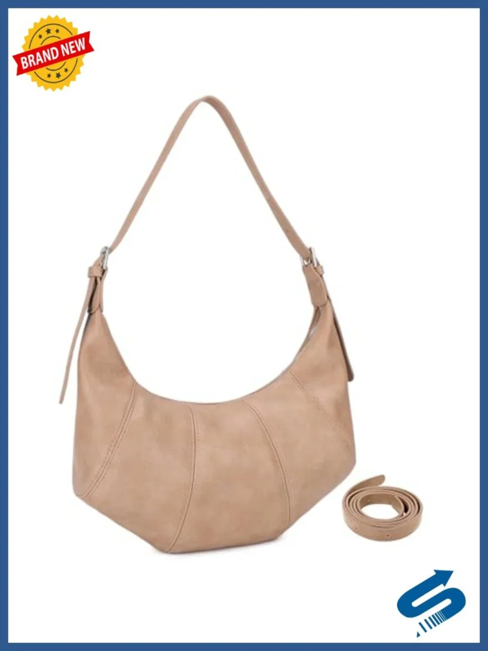 Slouchy Vegan Leather Hobo Shoulder Bag with 2 Adjustable Straps Convertible